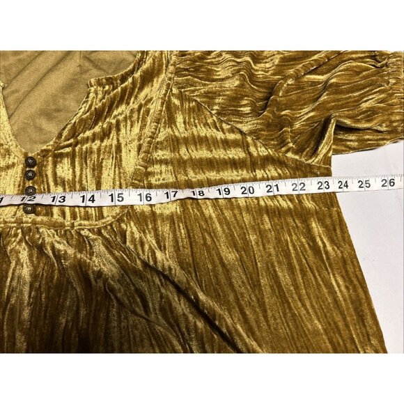 Maurices Crushed Velvet Boho Peasant Top Amber Gold Size L - Picture 5 of 7